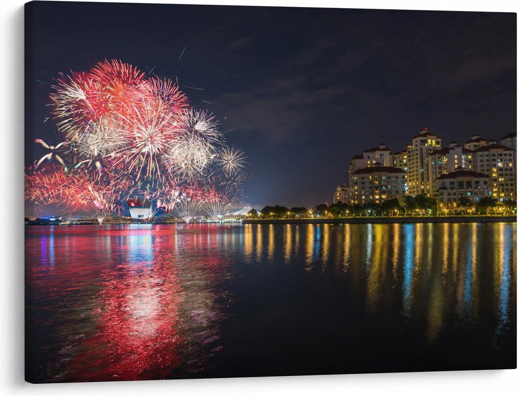 Tablou cu artificii in Singapur (70x50 cm)