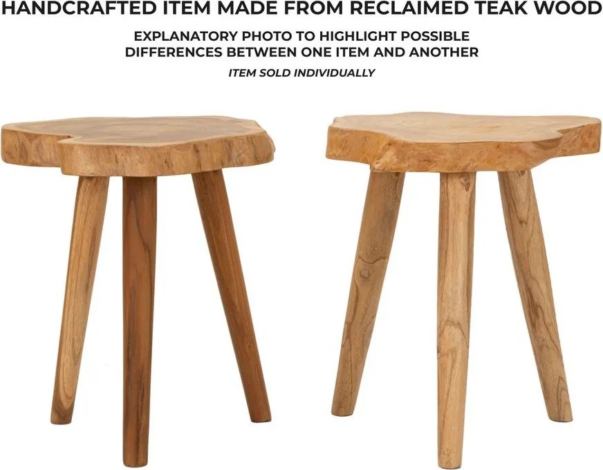 Scaun tip taburet în culoare naturală din lemn de tec Budut – Mauro Ferretti