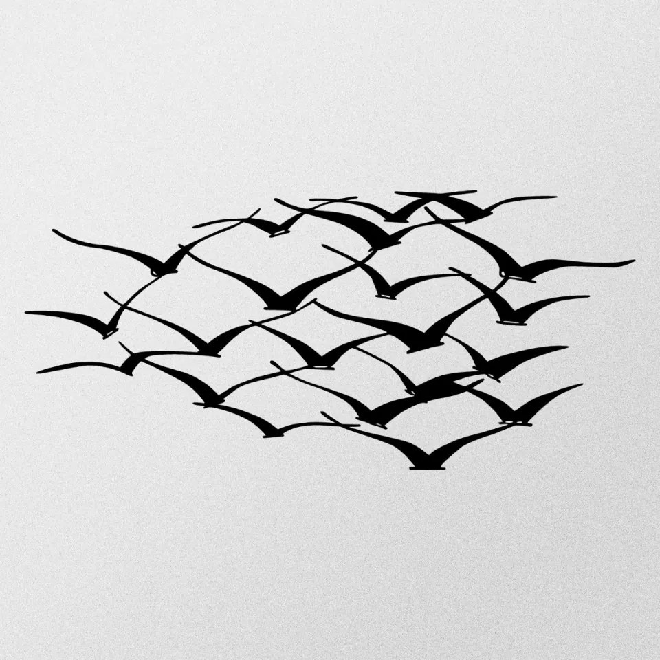 Accesoriu Decorativ de Perete Herd Of Birds, Metal