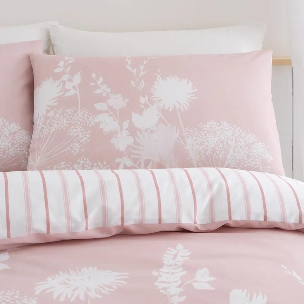 Lenjerie de pat albă/roz pentru pat dublu 200x200 cm Meadowsweet Floral – Catherine Lansfield