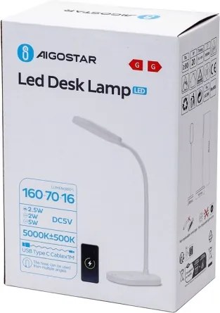 Lampă LED dimabilă de masă cu funcție de încărcare fără fir Aigostar LED/2,5W/5V alb