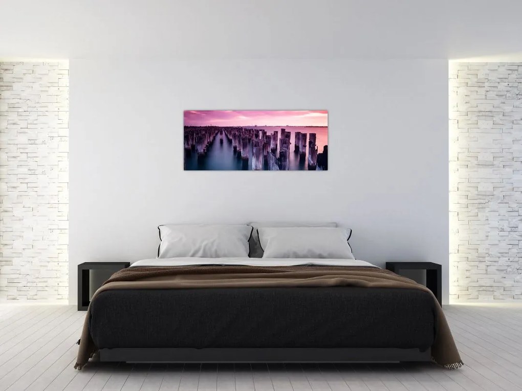 Tablou cu pari din lemn (120x50 cm)