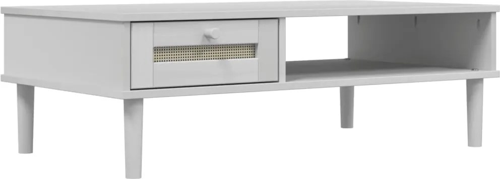 vidaXL Masă de cafea SENJA aspect ratan alb 100x55x33 cm lemn masiv