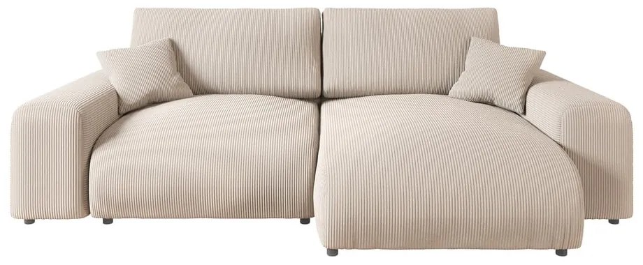 Colțar bej cu tapițerie din catifea reiată (cu colț variabil) Justin – Ropez