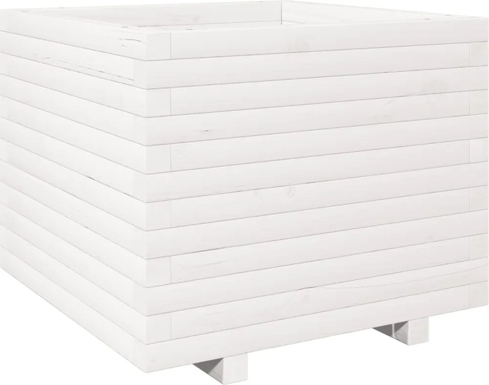 vidaXL Jardinieră de grădină, alb, 60x60x49,5 cm, lemn masiv de pin