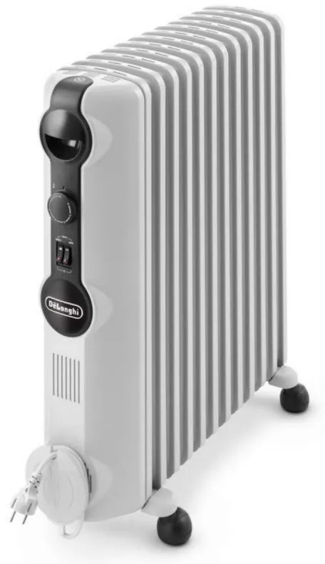 Radiator cu ulei DeLonghi TRRS1225, 2500W, 3 trepte, Pana la 75 m², 12 elementi, Termostat, Functie anti-inghet, Alb