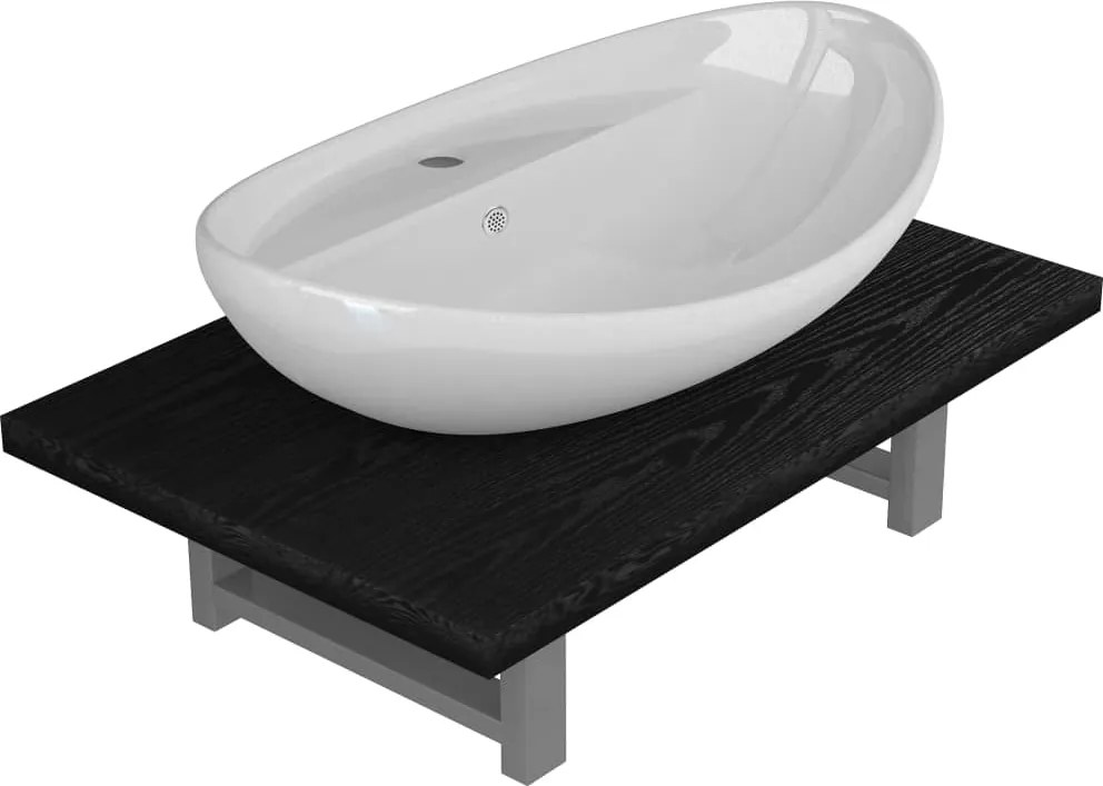 vidaXL Set mobilier de baie, 2 piese, negru, ceramică