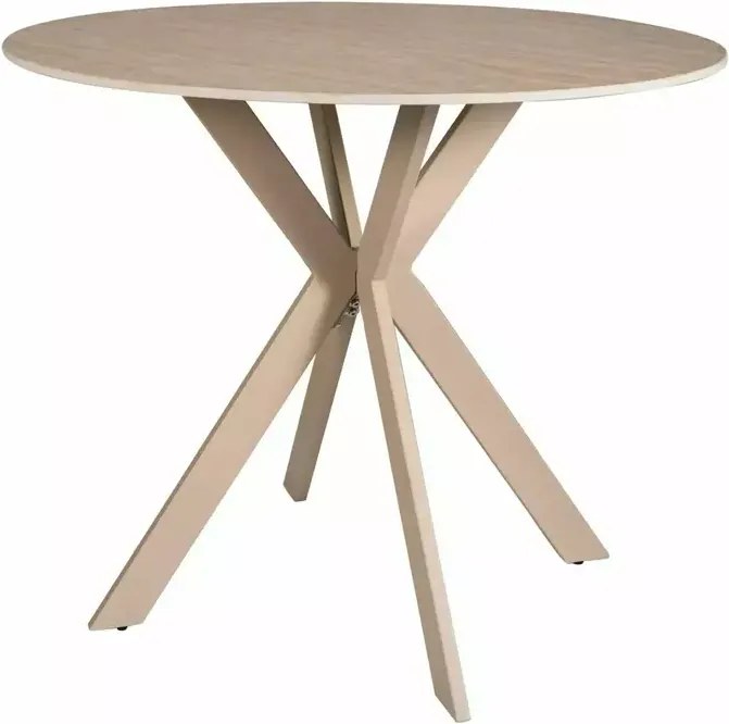 Masa rotunda de sufragerie TALIA 90 cm cu blat din ceramică tip travertin, bej