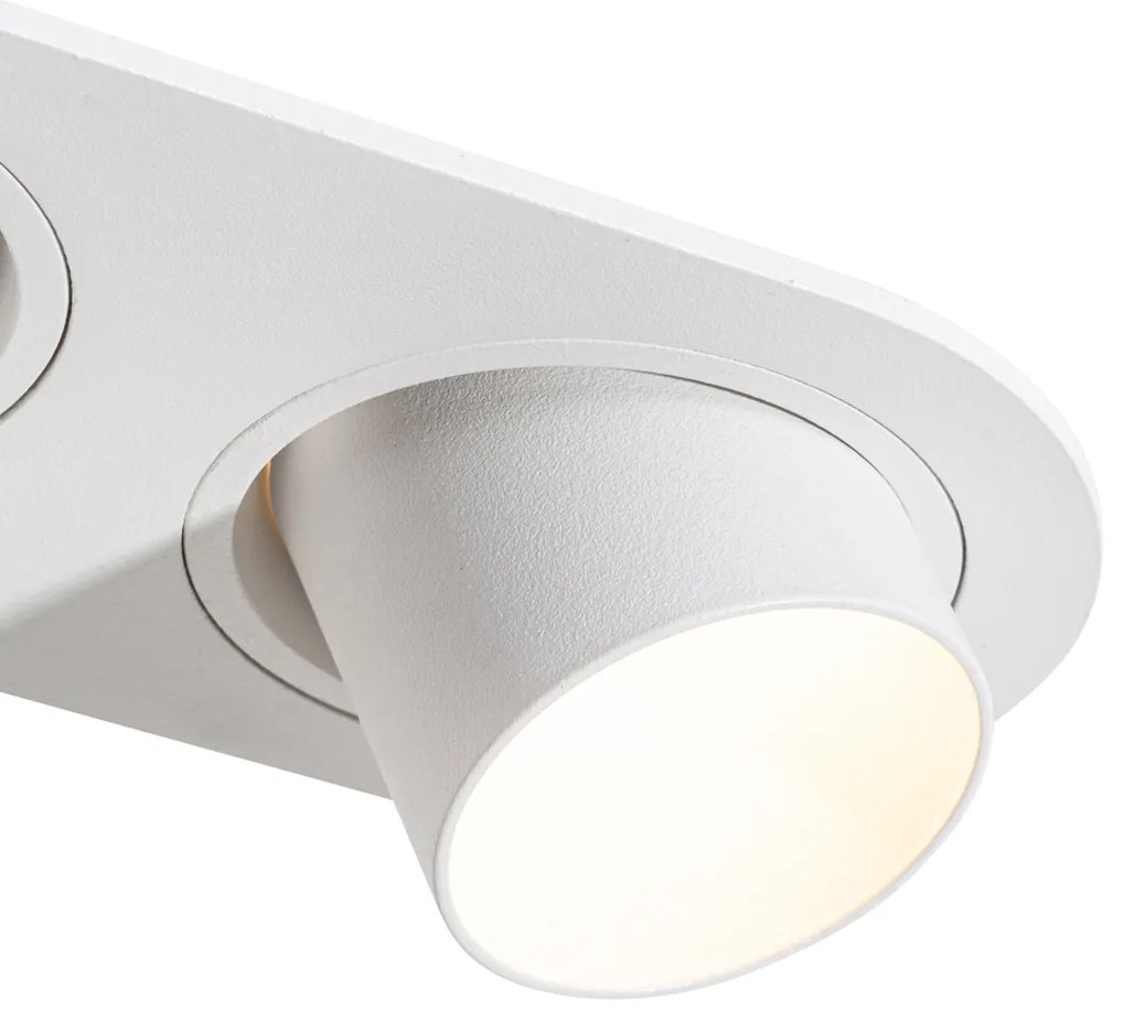 Set de 6 spoturi încastrate albe GU10 35mm înclinabile cu 2 lumini - Installa