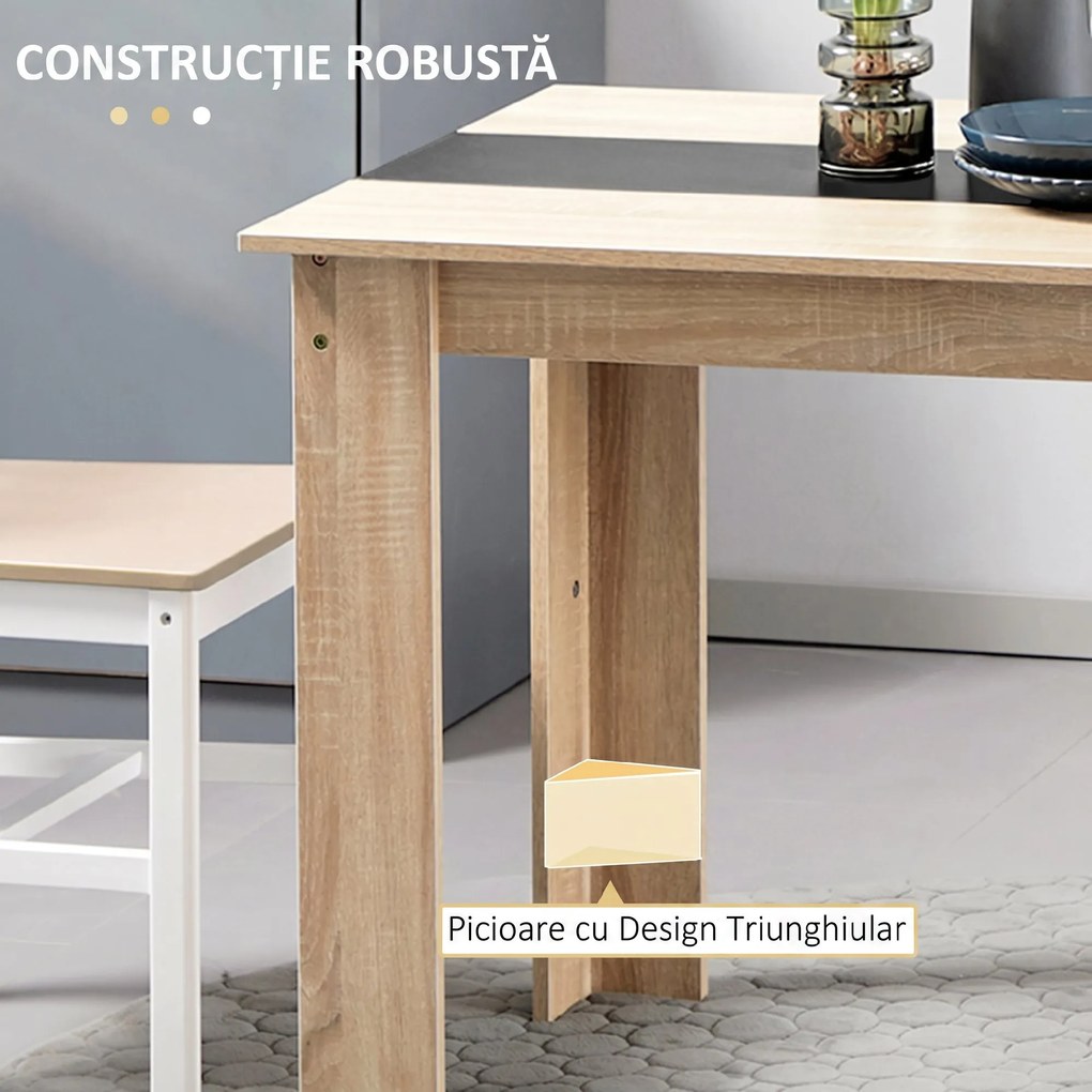 HOMCOM Masă de Dining pentru 4-6 Persoane, Masă de Bucătărie Modernă din Lemn, 120x69x75 cm, Lemn Natural | Aosom Romania