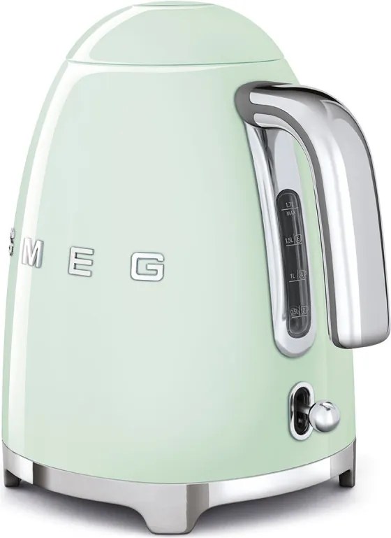 Cana electrica SMEG KLF03PGEU, 2400 W, 1,7 l, Baza rotativa la 360°, Finisaj lucios, Verde pastel