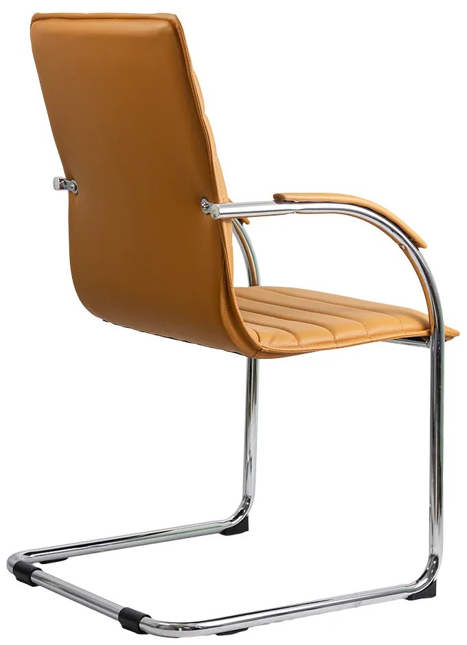 Scaun de așteptare bej OFF 835 din piele ecologică și cadru metalic rezistent