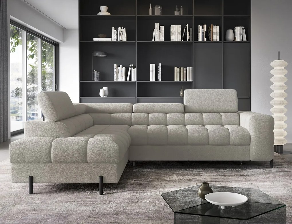 Coltar extensibil stanga 5 locuri ELTAP, LT-20ROY, Ferucce, 276x200x93 cm, lemn/poliester, bej deschis