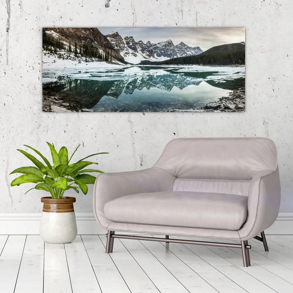 Tablou - lacul iarna (120x50 cm), în 40 de alte dimensiuni noi