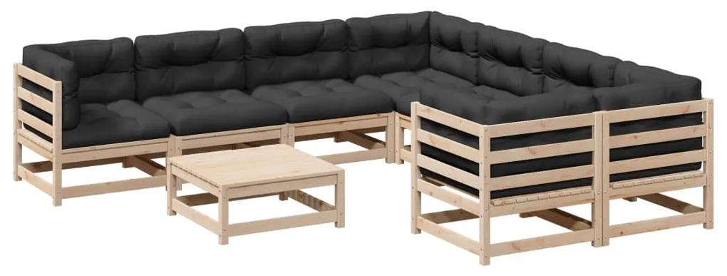 3299370 vidaXL Set canapea de grădină cu perne, 9 piese, lemn masiv de pin