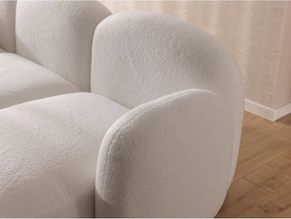 Colțar crem cu tapițerie din țesătură bouclé (în formă de "U") Orbit – Ropez