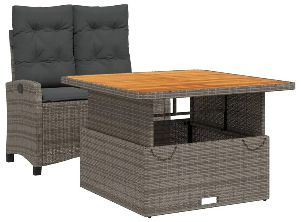 3277403 vidaXL Set mobilier de grădină cu perne, 2 piese, gri, poliratan