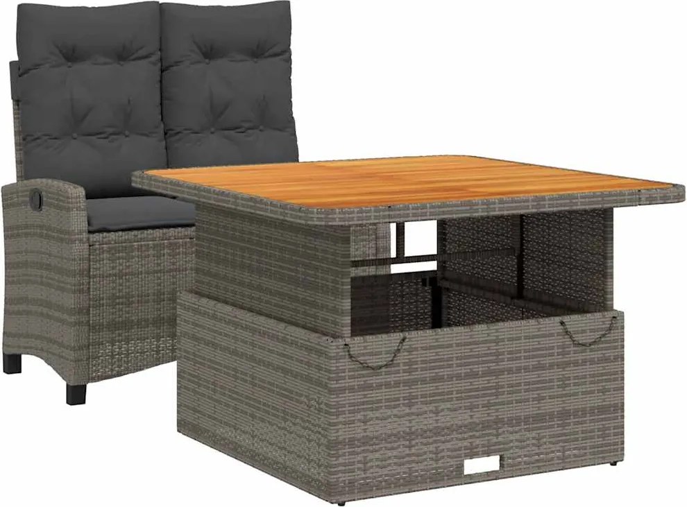 vidaXL Set mobilier de grădină cu perne, 2 piese, gri, poliratan