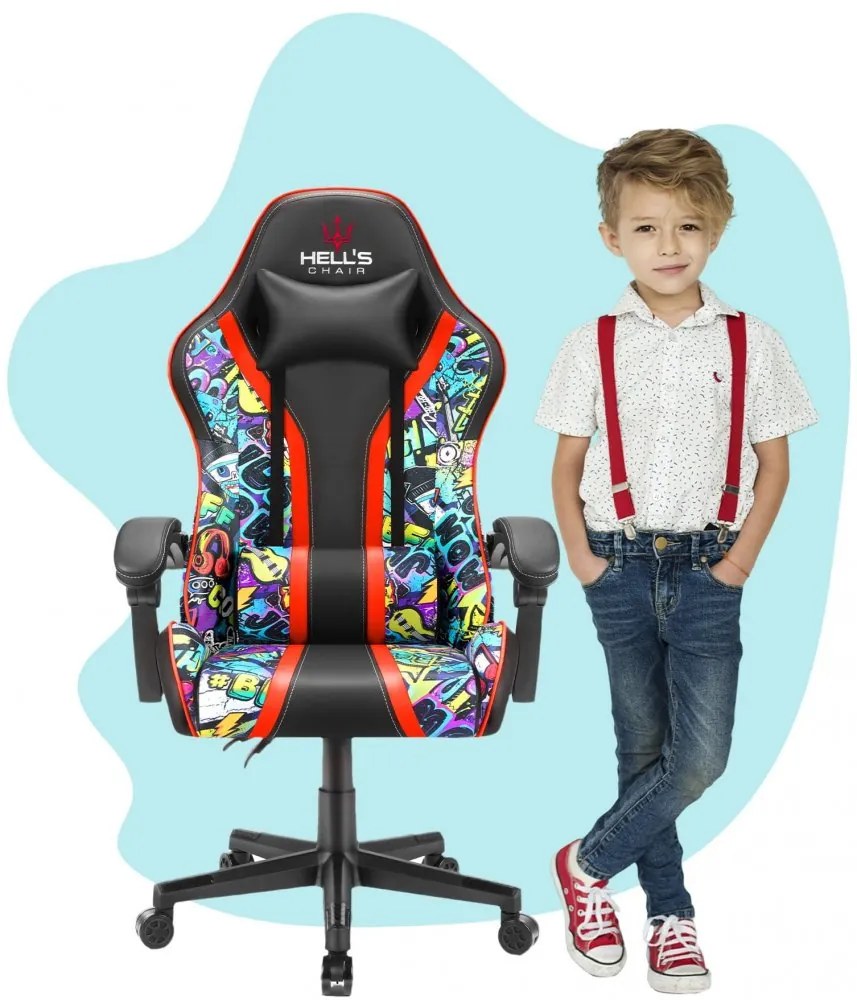 Scaun gaming pentru copii HC - 1005 HERO Graffiti culoare închisă