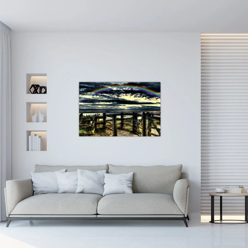 Tablou cu curcubeu deasupa mării (90x60 cm)