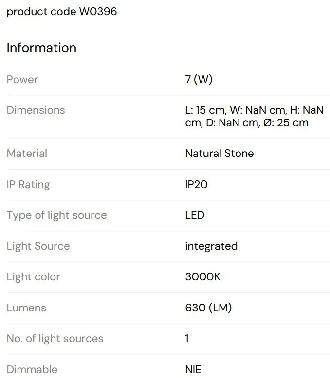 Aplica LED de perete sau tavan, Natural Stone, Nuvia 7W