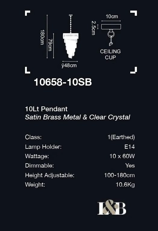 Candelabru cristal metal alama design elegant Lux, Belle 10L