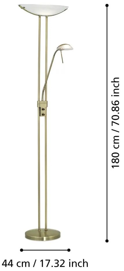 Lampadar în culoarea bronz cu abajur din sticlă (înălțime 180 cm) BAYA – EGLO