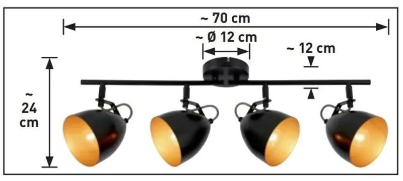 Lustra cu 4 spoturi metal negru LASABEZ