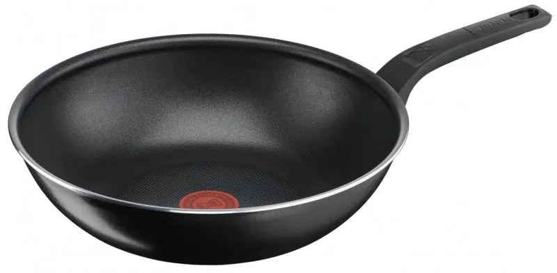 Tigaie wok Tefal B5671953, 28 cm, Thermo-Signal, Thermo-Spot, Strat de titan, Fara PFOA, Negru