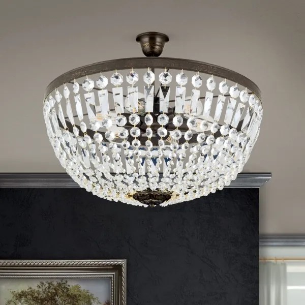 Lustră de cristal pe tijă Orion DL 7-542/6 ARILA 6xE27/60W/230V d. 60 cm maro/patină