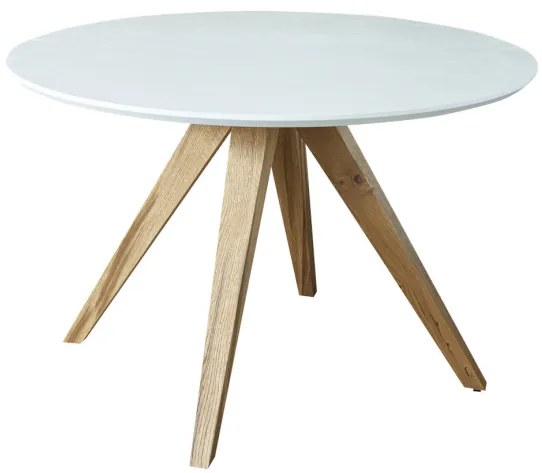 Set Masa Rotunda Cu 6 Scaune Demi New, Alb Si Natur