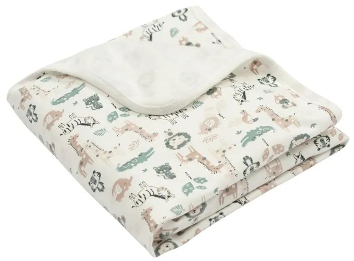 Paturica bebe din bumbac flausat moale si pufos pe interior 85x85 cm Kidizi Safari