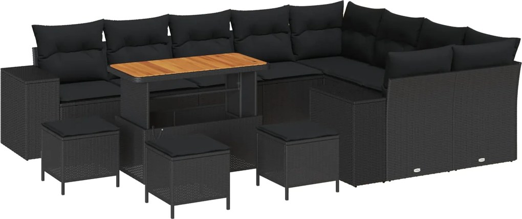 vidaXL Set de canapele pentru grădină cu pernă cu pernă 13 pcs Negru