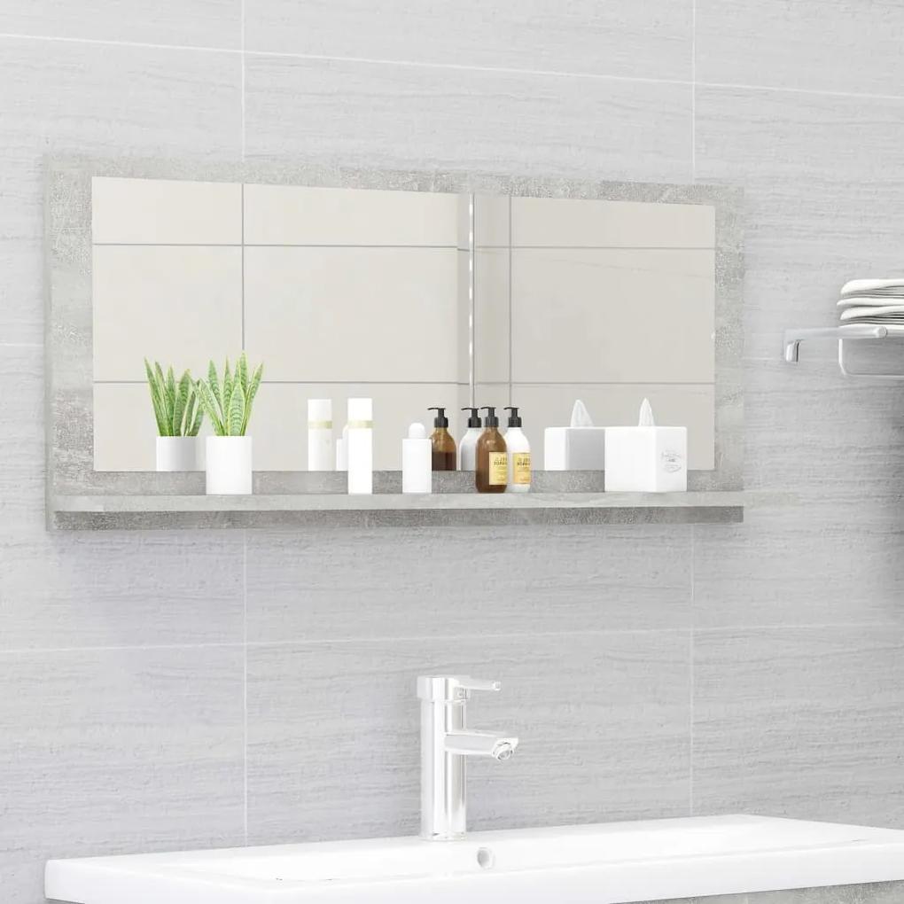 804584 vidaXL Dulap de baie cu oglindă, gri beton, 90 x 10,5 x 37 cm, PAL