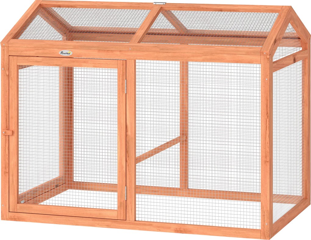 PawHut Coteț pentru găini adăpost exterior cu tijă pentru odihnă și uși duble, din lemn și metal, pentru 2 găini, 104 x 70,5 x 84 cm Portocaliu | Aosom Romania