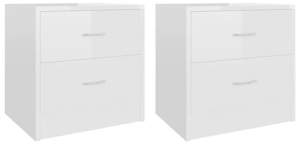 801048 vidaXL Noptiere, 2 buc., alb extralucios, 40x30x40 cm, lemn prelucrat