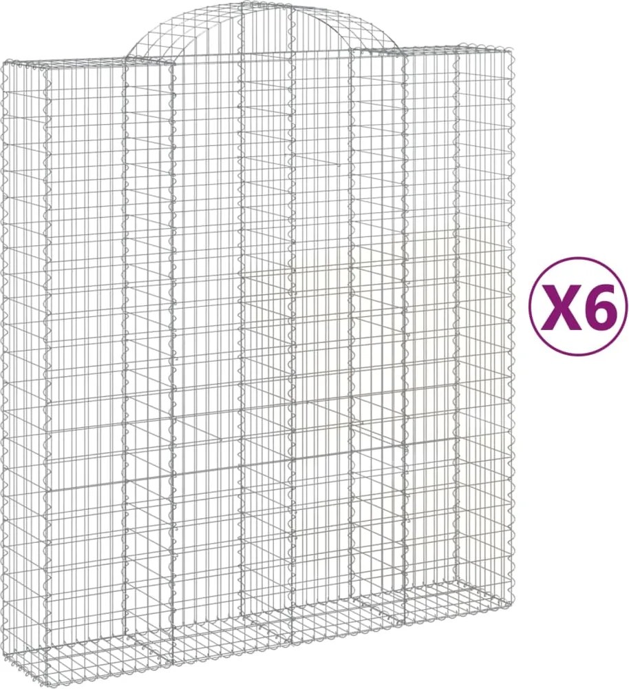 vidaXL Coșuri gabion arcuite, 6 buc, 200x50x220/240cm, fier galvanizat