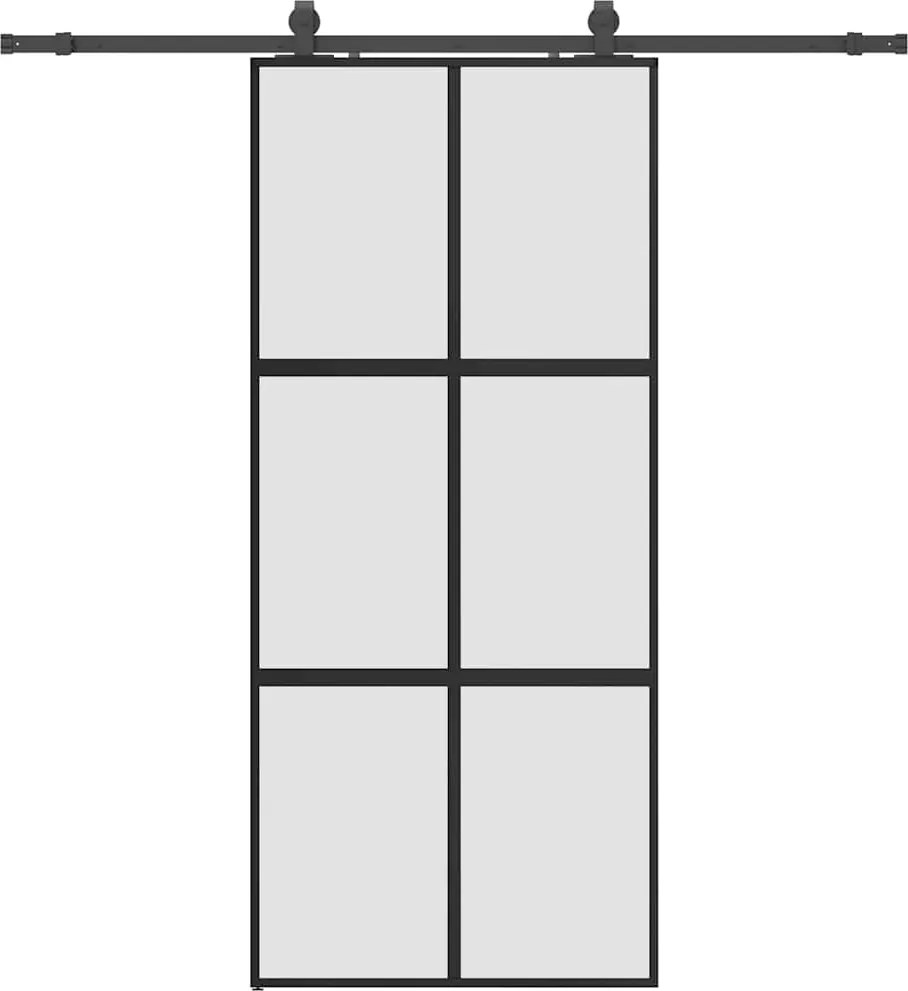 vidaXL Ușă glisantă cu set feronerie neagră 90x205cm sticlă securizată
