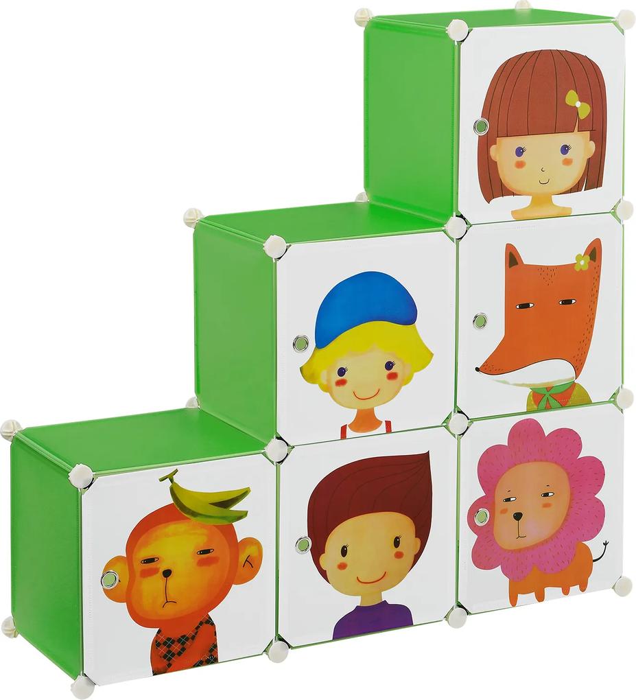 [neu.haus]® Dulap camera copii Star, 110 x 110 x 37 cm, plastic, multicolor, cu 6 compartimente sistem asamblare DIY
