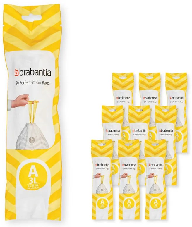 Saci de gunoi Brabantia PerfectFit Sort&Go/Touch 1005561, Dimensiune A , 3 L, 200 buc, Alb