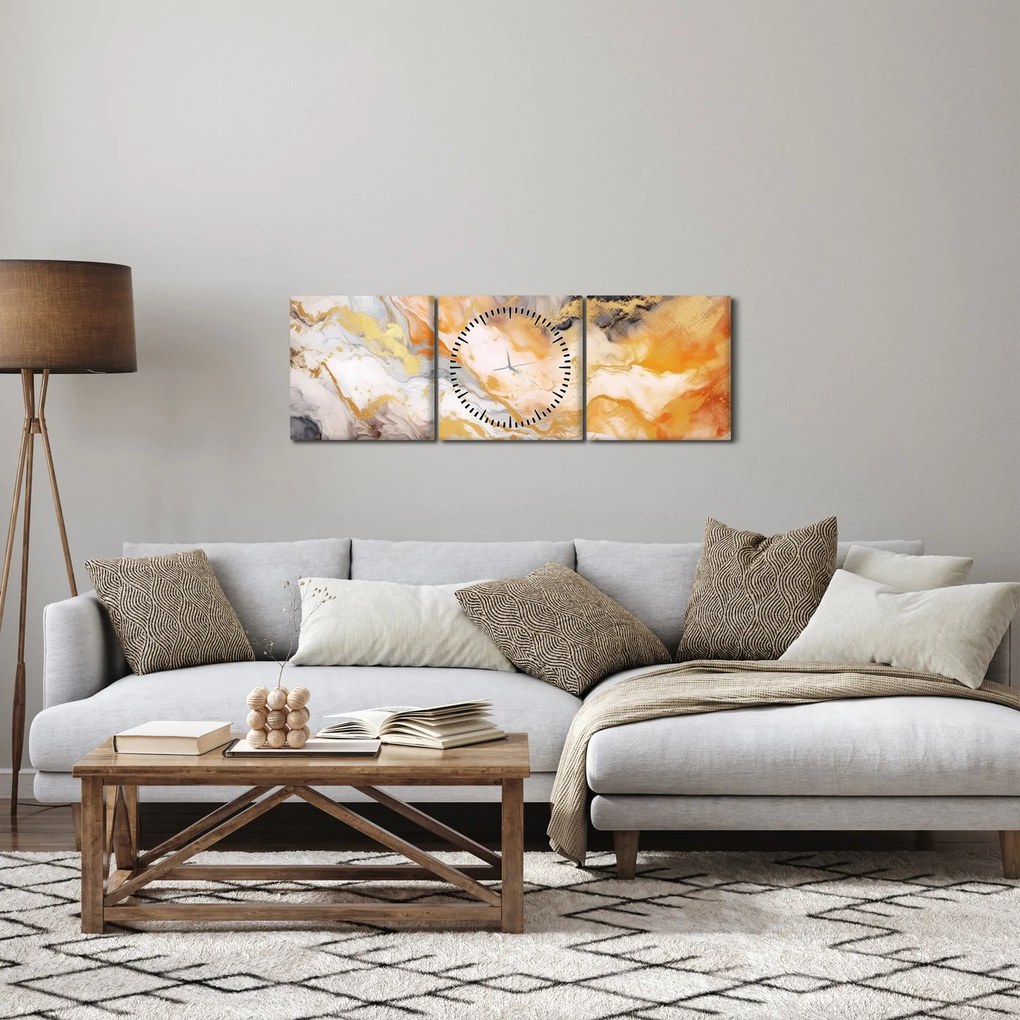 Tablou - Fond marmorat (cu ceas) (90x30 cm)