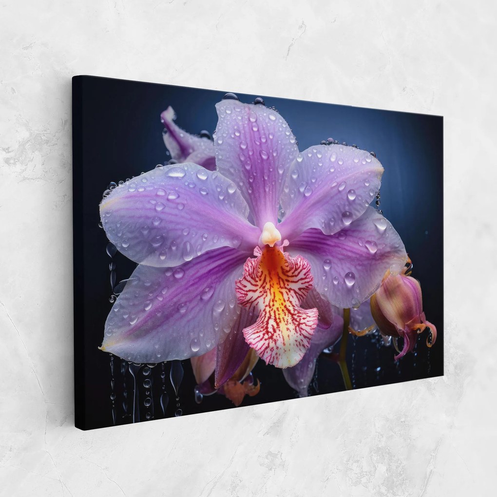 Tablou Canvas, 90x140cm, Dormitor si Living, Flori, Orhidee, Orchid In Rain