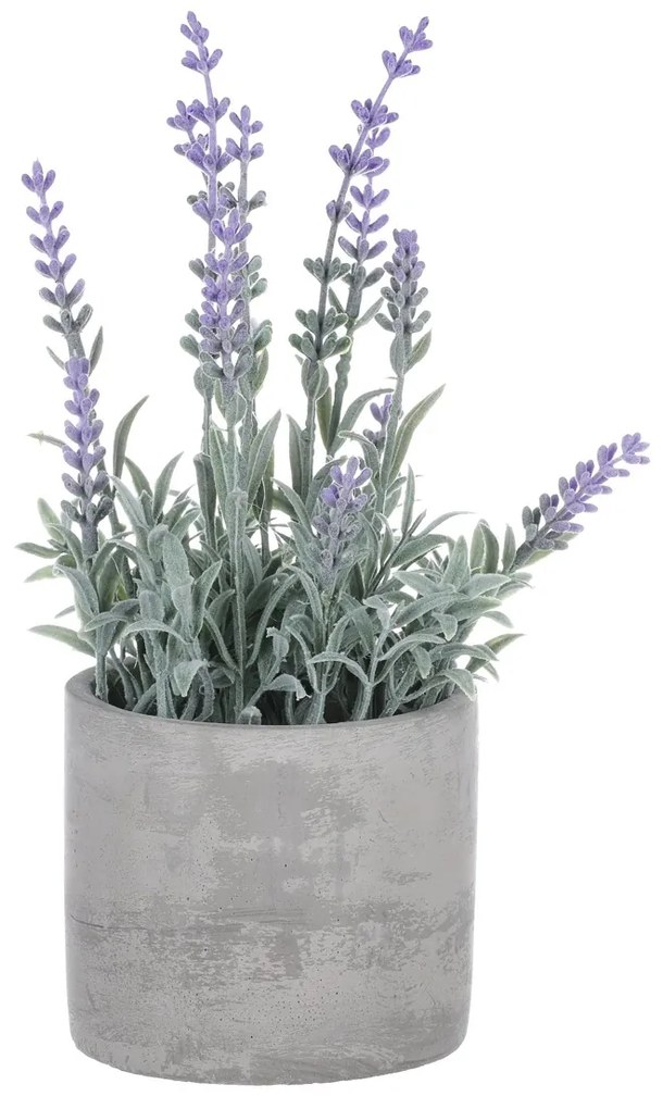 Lavanda artificială în ghiveci, gri, 10 x 10 x 21cm