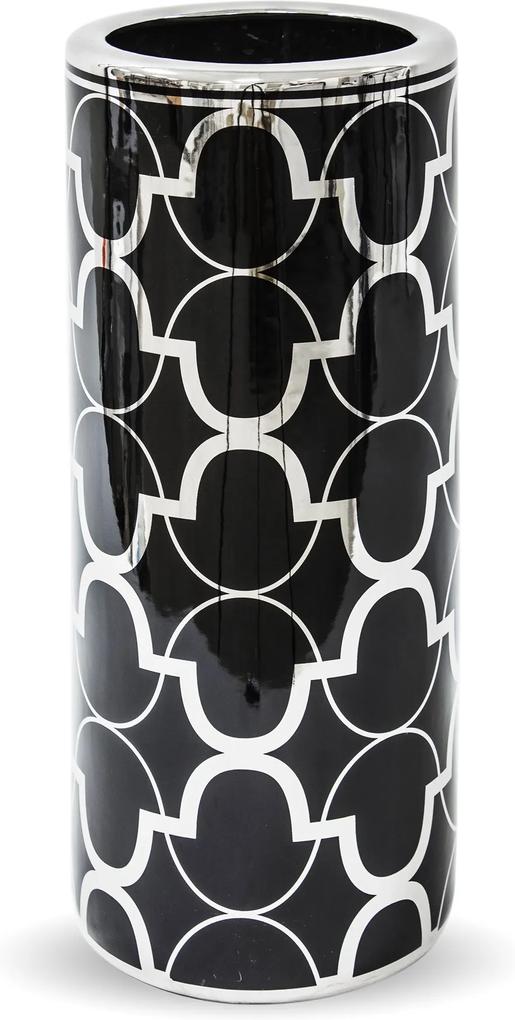 Suport de umbrele, ceramica, alb/negru, 47x20.5 cm