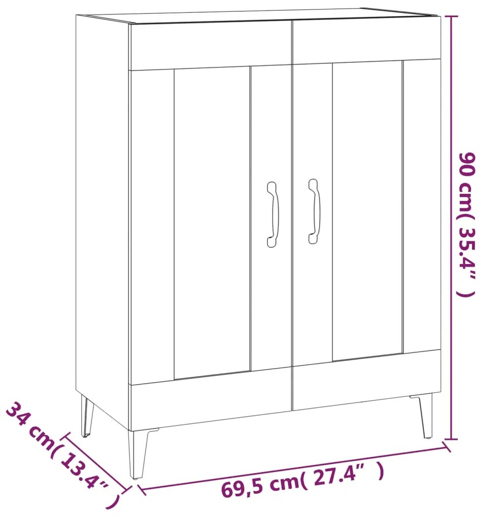 Servanta, gri sonoma, 69,5x34x90 cm, lemn compozit sonoma gri, 1