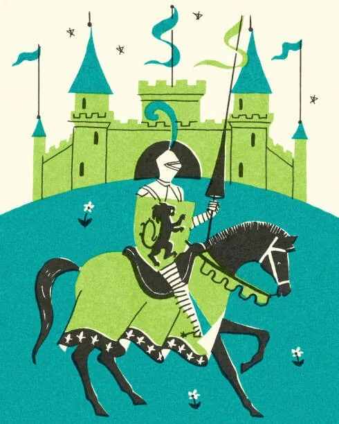 Ilustrație Medieval Castle and Knight, CSA-Printstock