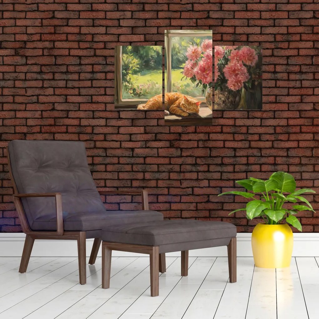 Tablou - Pisică la fereastră (90x60 cm)