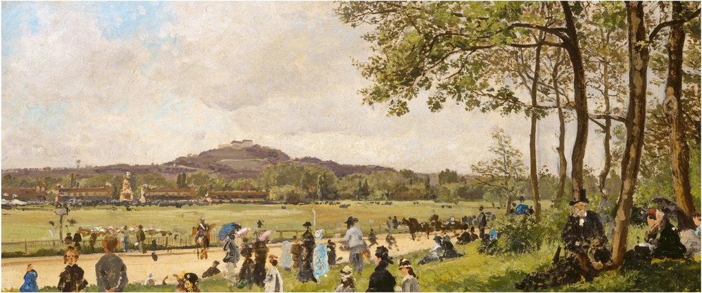 Tablou - French 19th Century, Race Course at Longchamps, reproducere (120x50 cm)