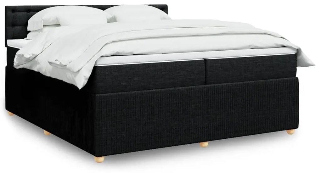 3287579 vidaXL Pat box spring cu saltea, negru, 200x200 cm, textil