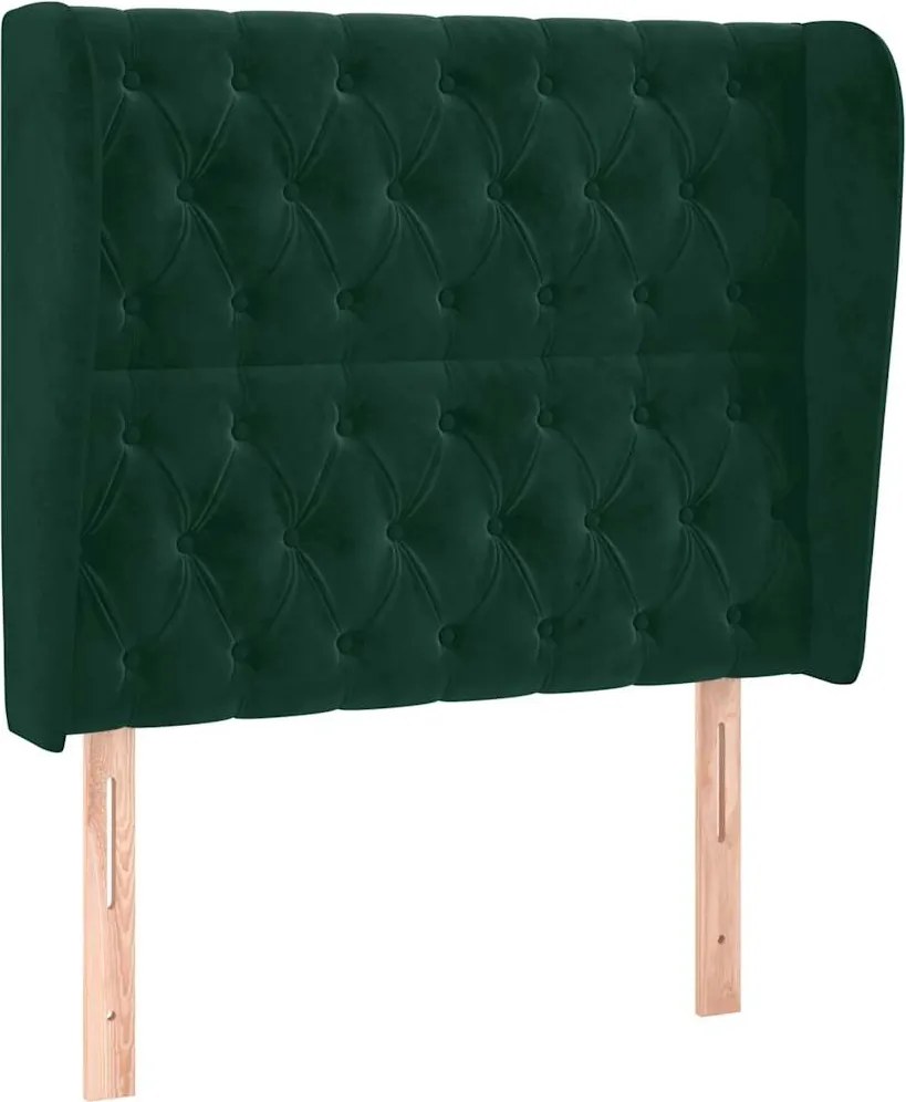 vidaXL Tăblie pat cu aripioare verde închis 93x23x118/128 cm catifea
